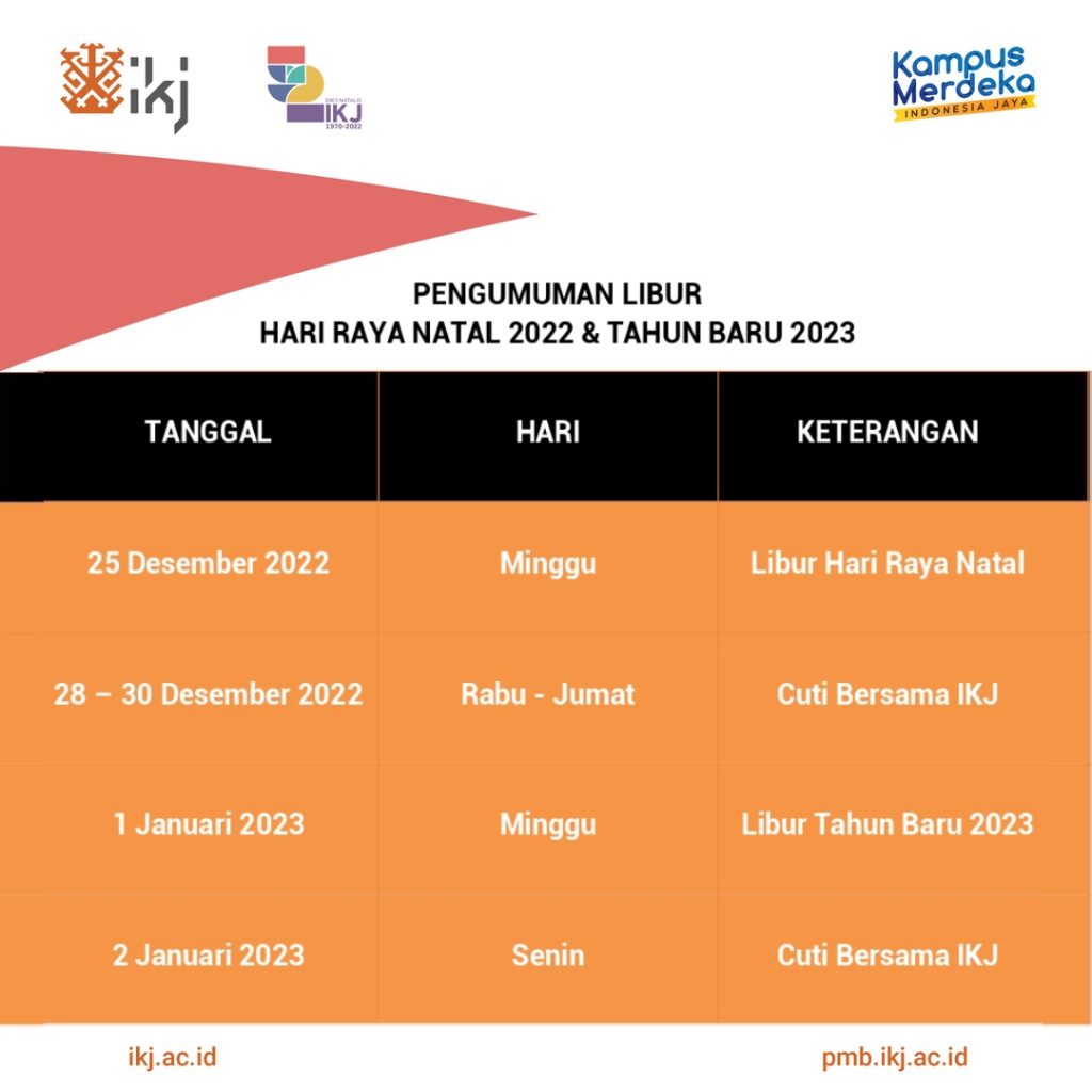 Pengumuman: Libur Hari Raya Natal 2022 Dan Tahun Baru 2023 Institut ...